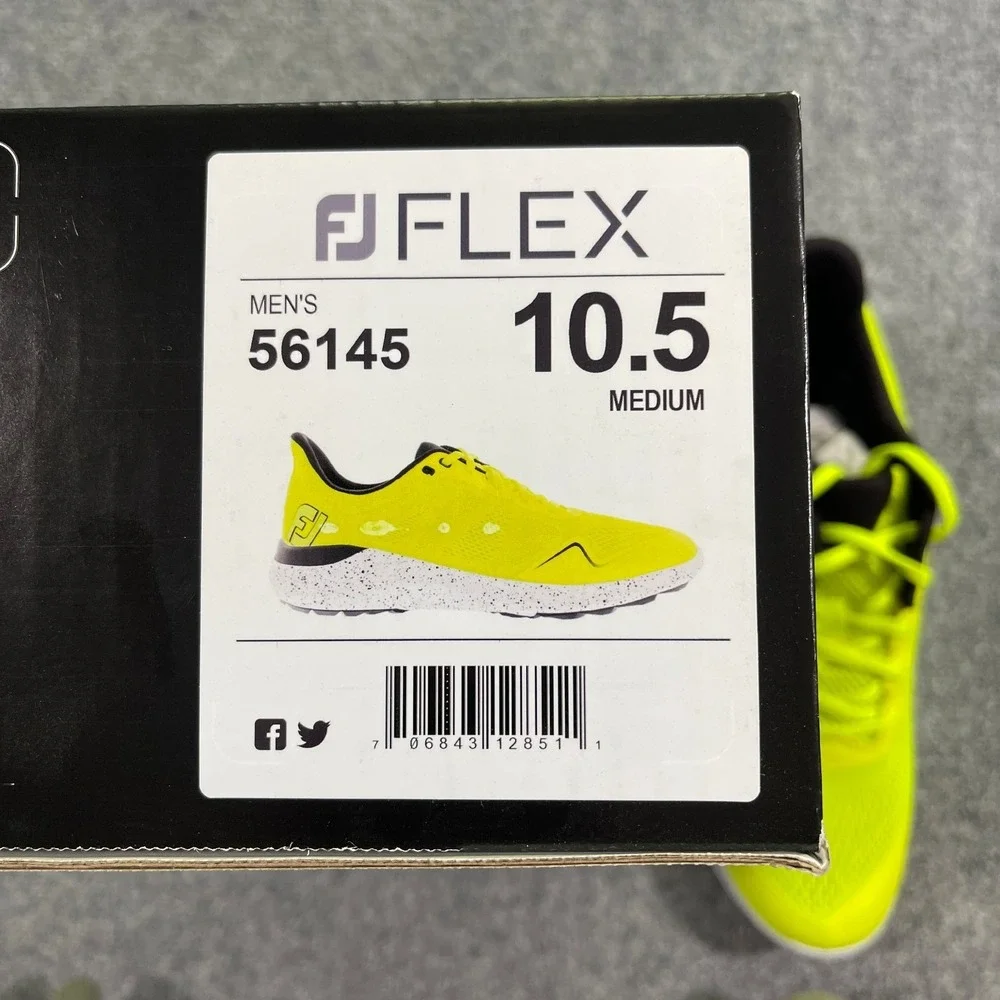 Footjoy FJ Flex Spikeless Golf Shoes Mens 10.5 Medium Citrus Glow Yellow 56145